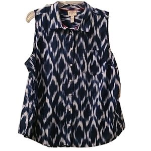 ST. JOHN'S BAY WOMAN'S PETITE BLUE AND WHITE SLEEVELESS TOP SIZE PETITE XL